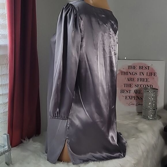 1710  NOTATIONS Gray Long Sleve Blouse Size M - Picture 4 of 4